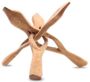 Medium Wood Carved Tripod Stand